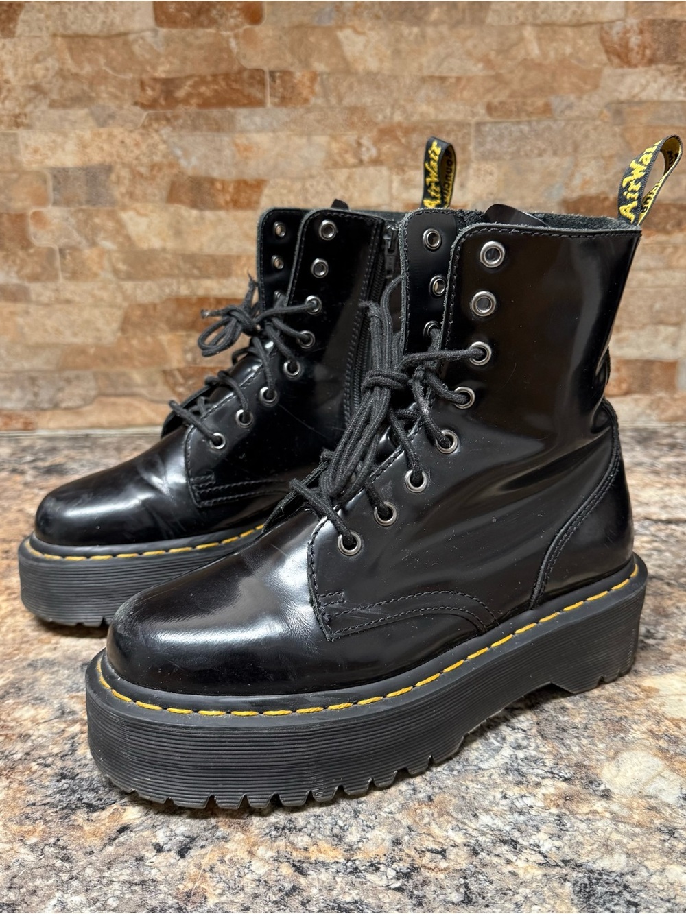 Dr. Martens Jadon Women's Leather Platform Boots Black Size 7 - Picture 3 of 7